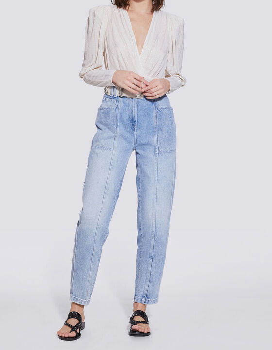 JOONO DRAPED METALLIC KNIT TOP